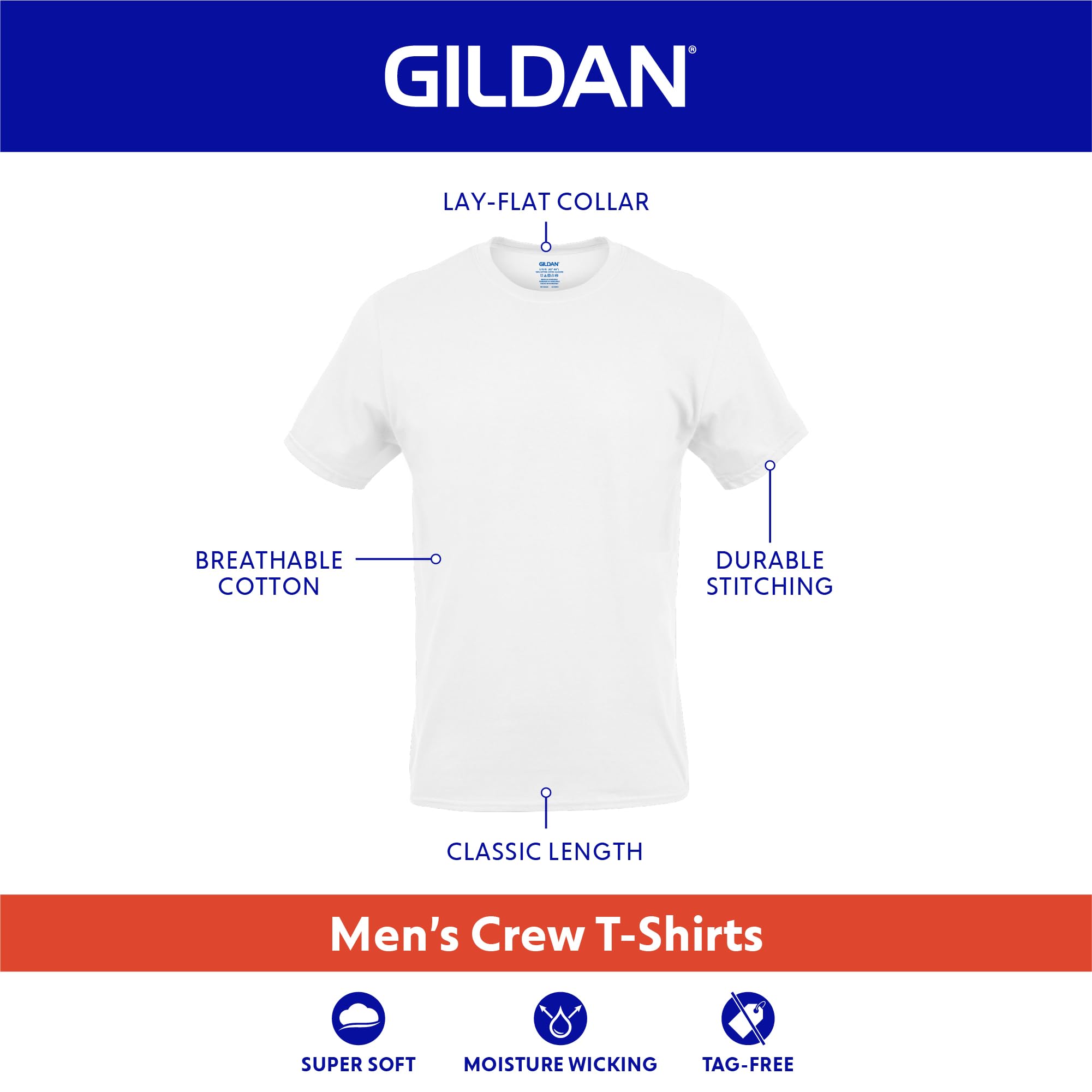 Gildan Men's Crew T-Shirts, Multipack, Style G1100