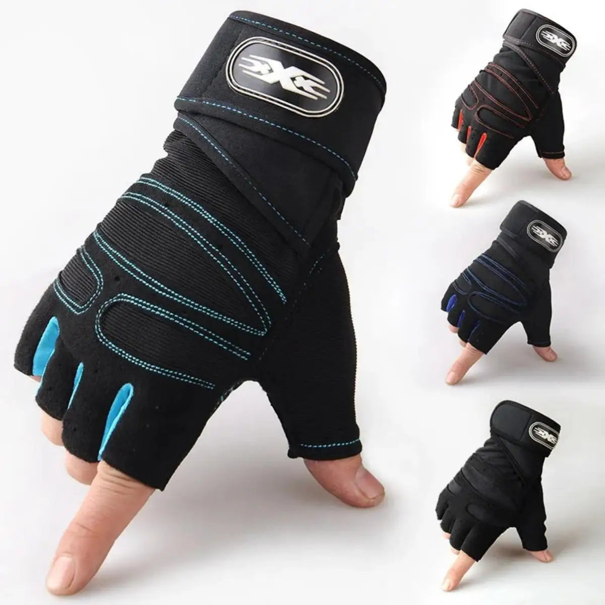 Guantes de Gym con Muñequera para Pesas y Ciclismo