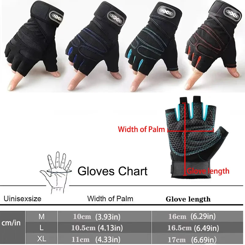 Guantes de Gym con Muñequera para Pesas y Ciclismo