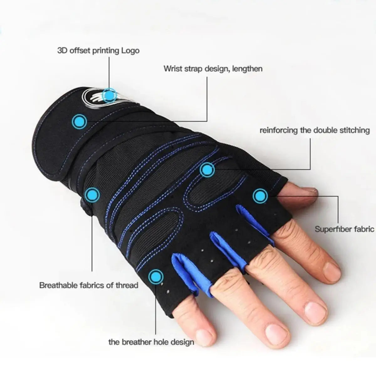 Guantes de Gym con Muñequera para Pesas y Ciclismo